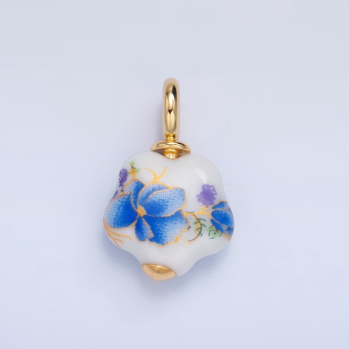 24K Gold Filled Nature Floral Mushroom Pet Sea Sell Ceramic Drop Charm - DLUXCA