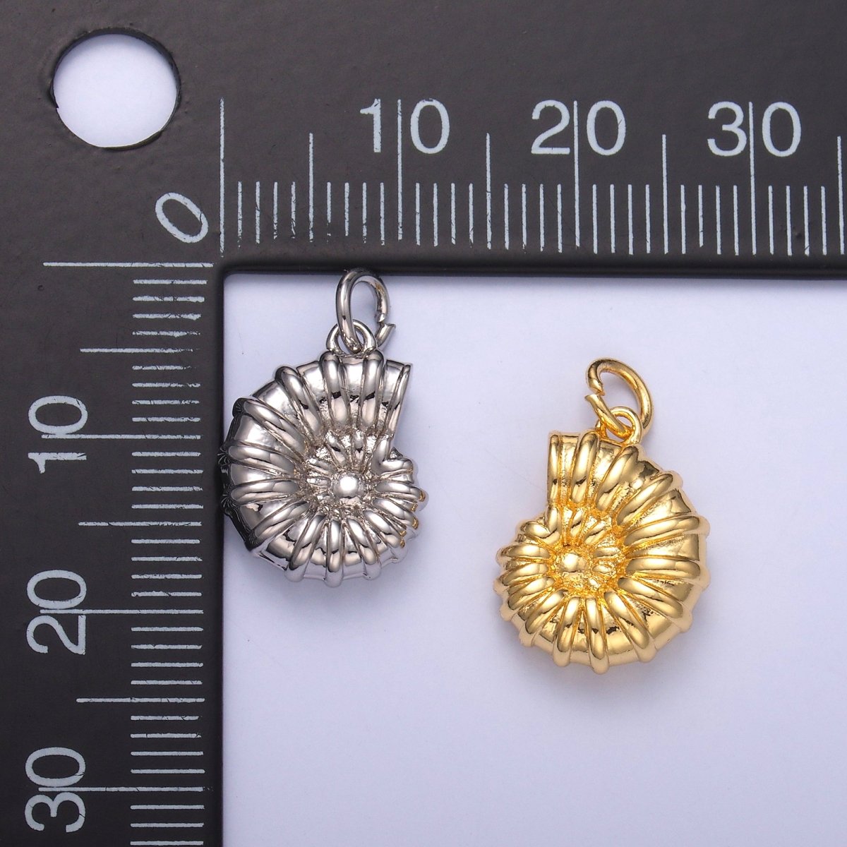 24K Gold Filled Nautilus Shell Multidimensional 3D Charm in Gold & Silver | N014 - DLUXCA