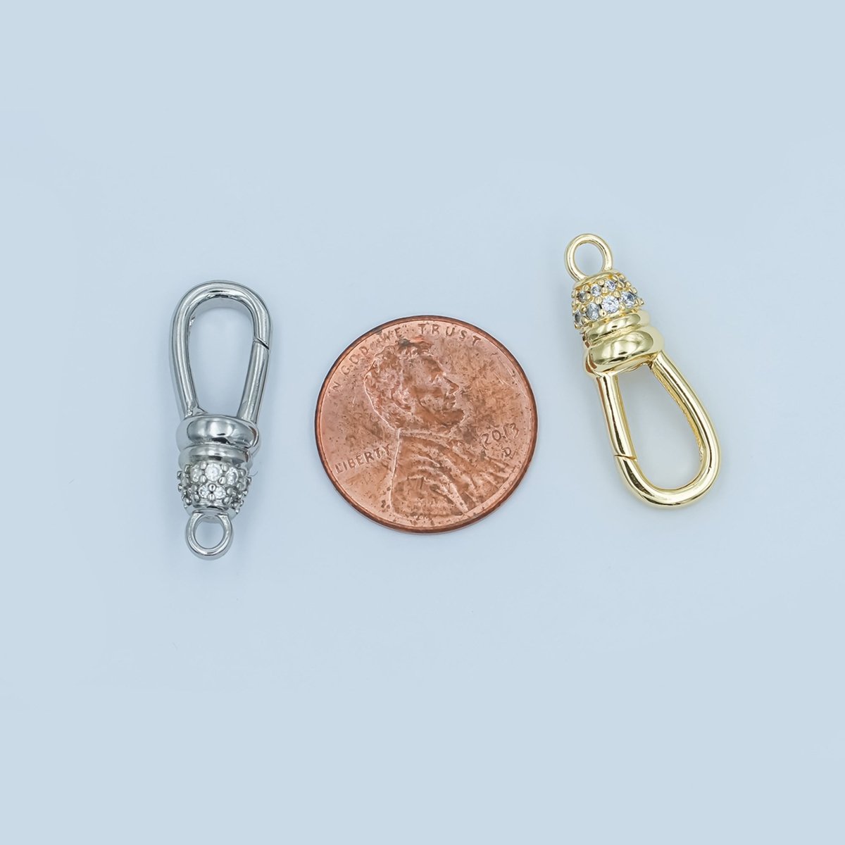 24K Gold Filled Oblong Micro Paved CZ Push Gate Finding in Gold & Silver | Z1123 - DLUXCA