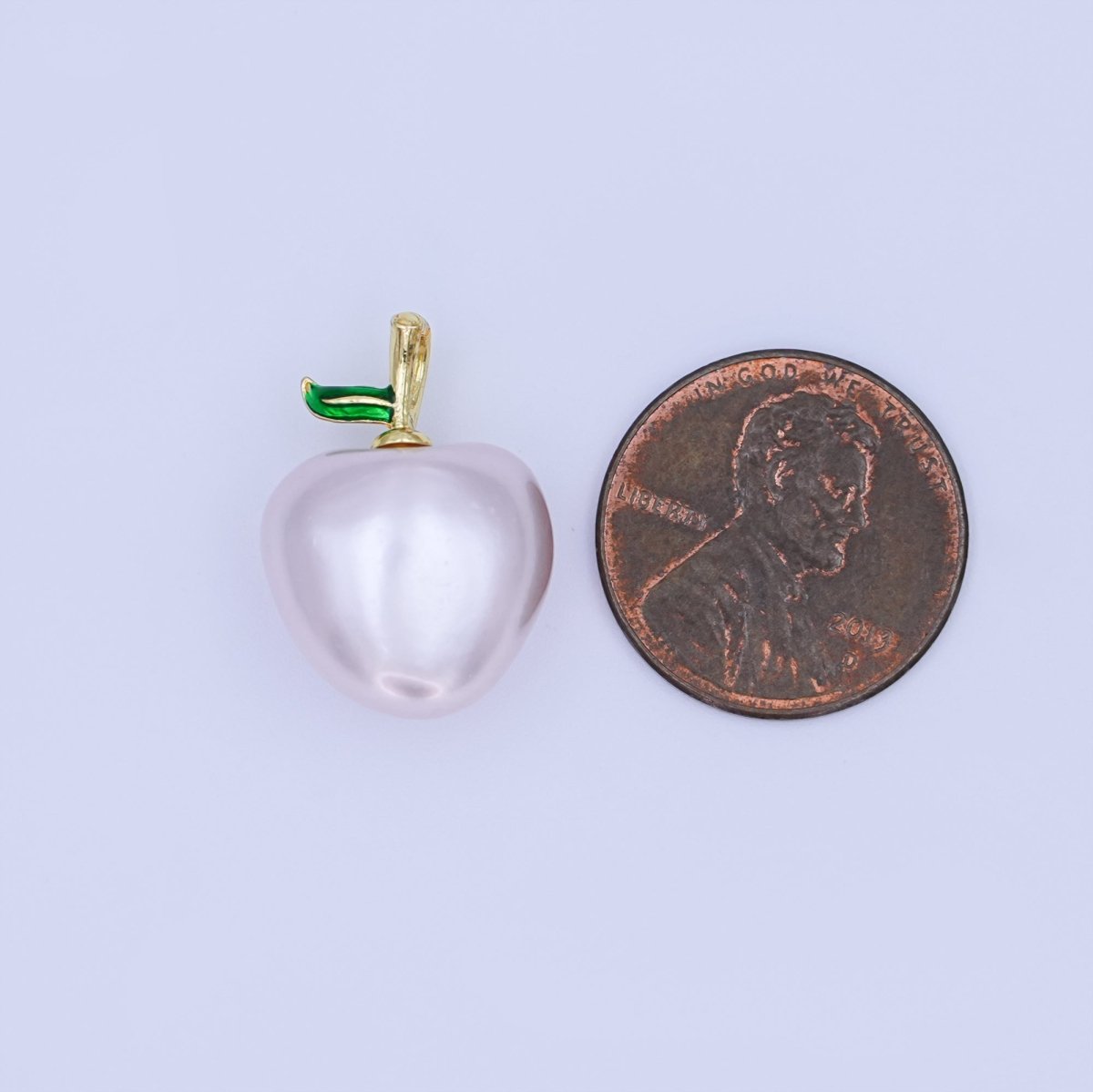 24K Gold Filled Off - White Heart Apple Fruit Pendant | AH425 - AH427 - DLUXCA