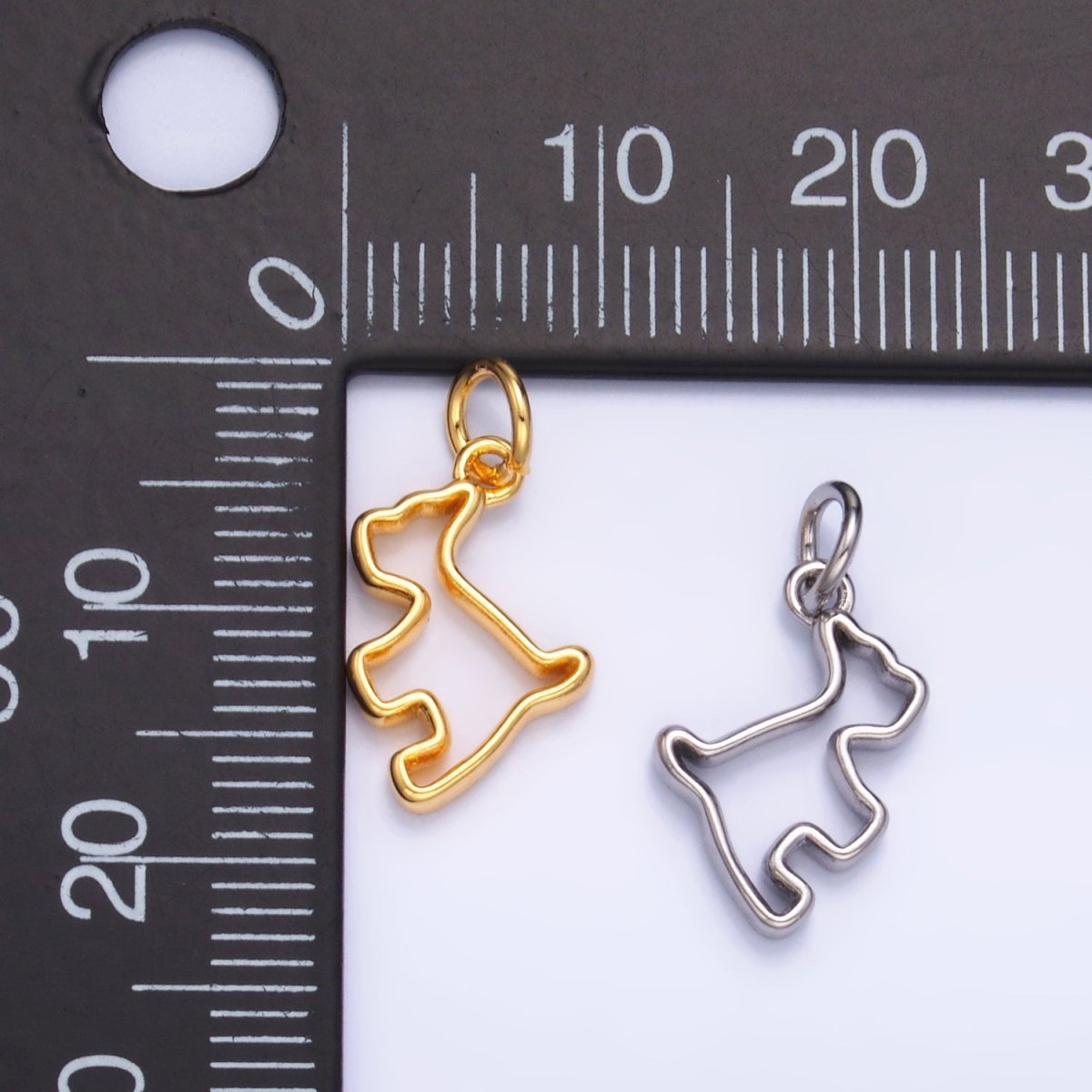 24K Gold Filled Open Dog Pet Silhouette Outline Charm in Gold & Silver | W872 - DLUXCA