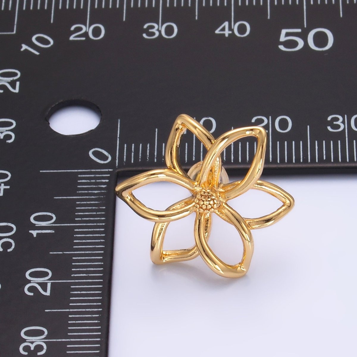 24K Gold Filled Open Floral Flower Stud Earrings in Gold & Silver | V - 303 V - 311 - DLUXCA