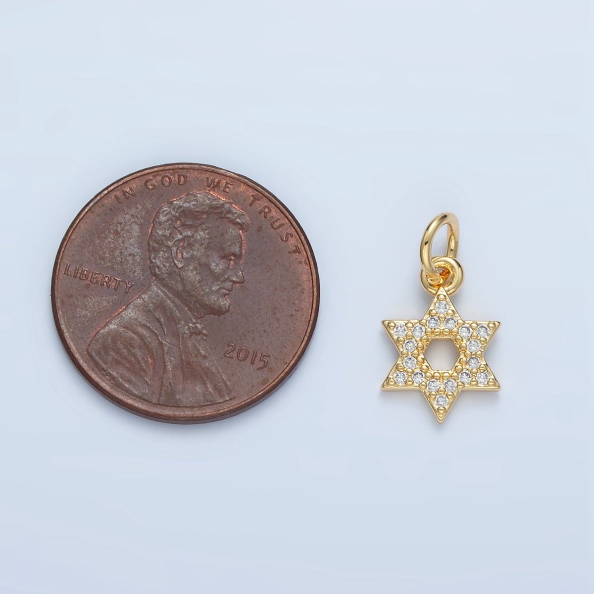 24K Gold Filled Open Micro Paved CZ Jewish Star of David Charm in Gold & Silver | E916 - DLUXCA