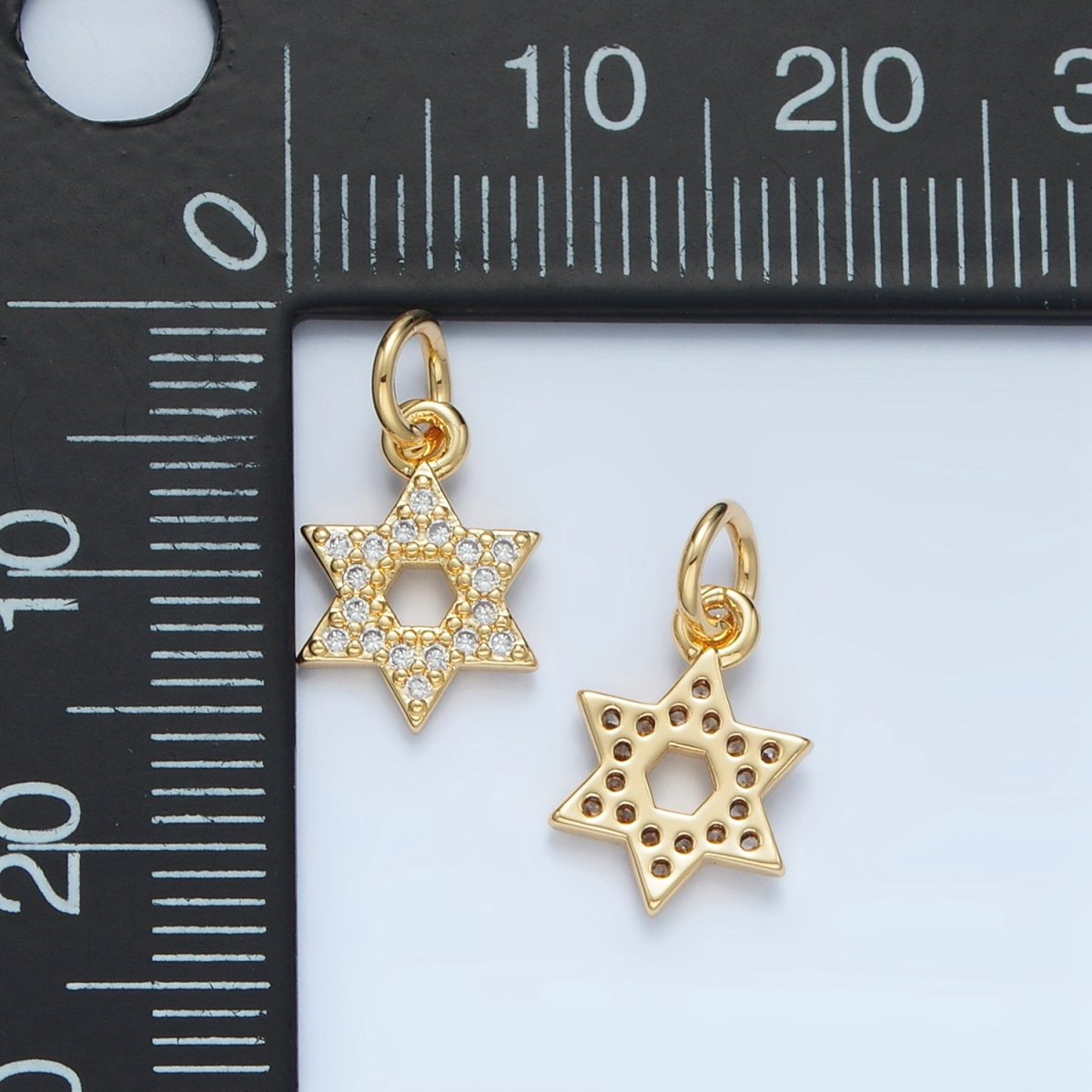 24K Gold Filled Open Micro Paved CZ Jewish Star of David Charm in Gold & Silver | E916 - DLUXCA
