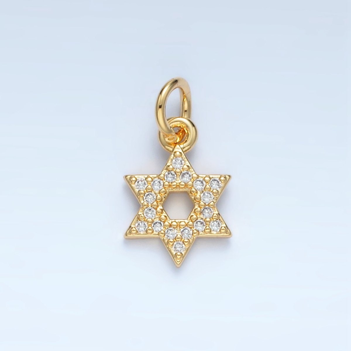 24K Gold Filled Open Micro Paved CZ Jewish Star of David Charm in Gold & Silver | E916 - DLUXCA