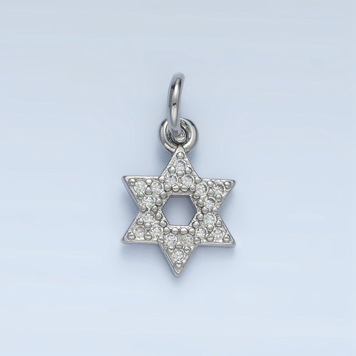24K Gold Filled Open Micro Paved CZ Jewish Star of David Charm in Gold & Silver | E916 - DLUXCA