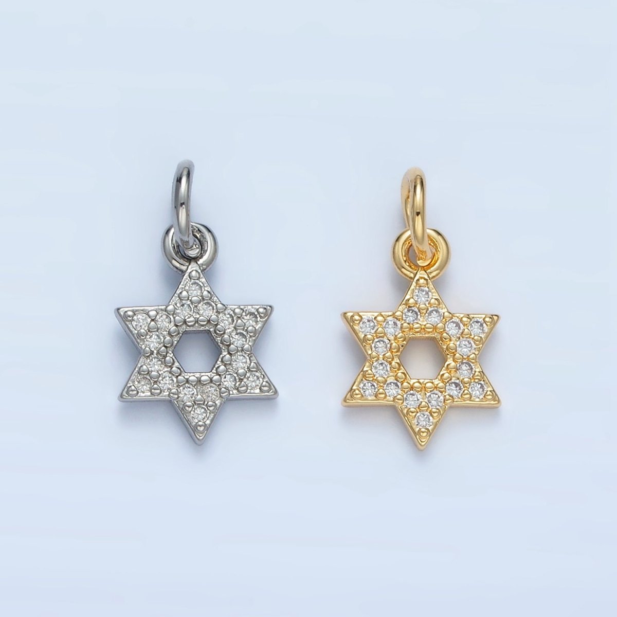 24K Gold Filled Open Micro Paved CZ Jewish Star of David Charm in Gold & Silver | E916 - DLUXCA