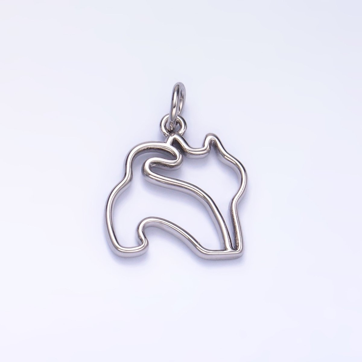 24K Gold Filled Open Pet Butt Silhouette Outline Charm in Gold & Silver | W396 - DLUXCA