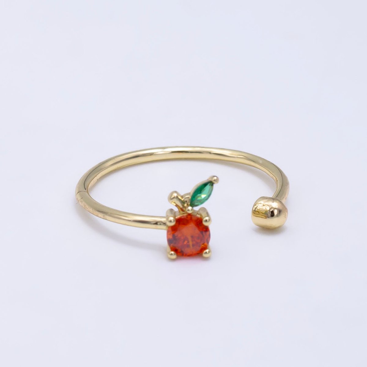 24K Gold Filled Orange Fruit CZ Open Ring | O1416 - DLUXCA