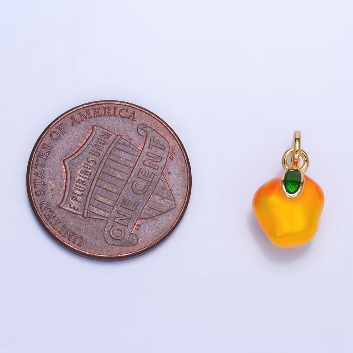 24K Gold Filled Orange Tangerine Fruit Enamel Mini Multidimensional Charm | W061 - DLUXCA
