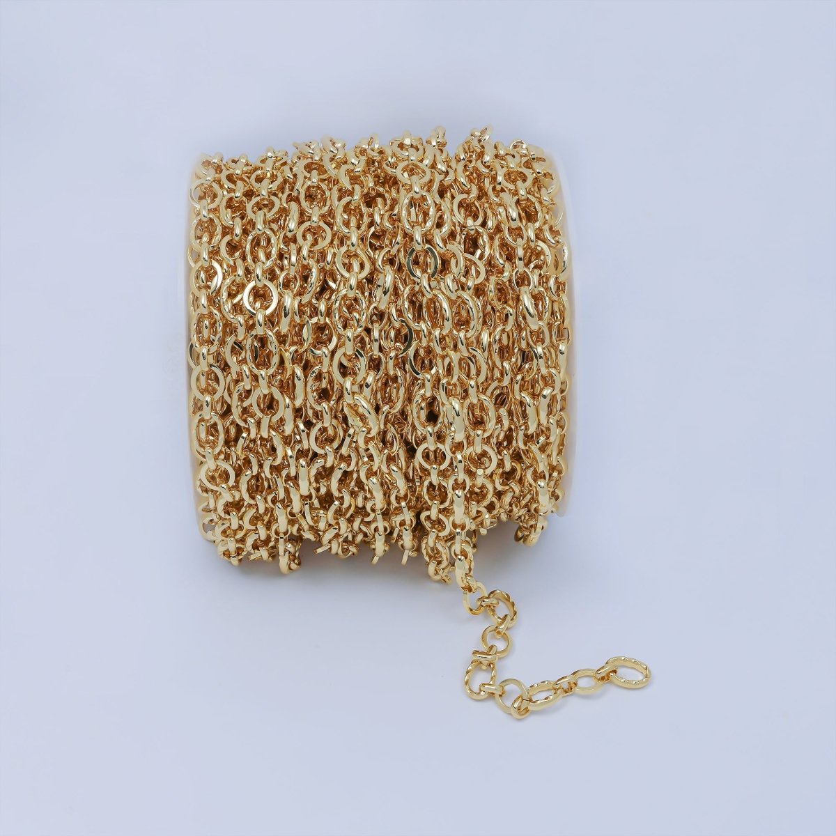 24K Gold Filled Oval ROLO Cable Chain by Yard, Link Cable Twisted Chain, Unfinished Chain For Jewelry Making | ROLL - 348 Clearance Pricing - DLUXCA