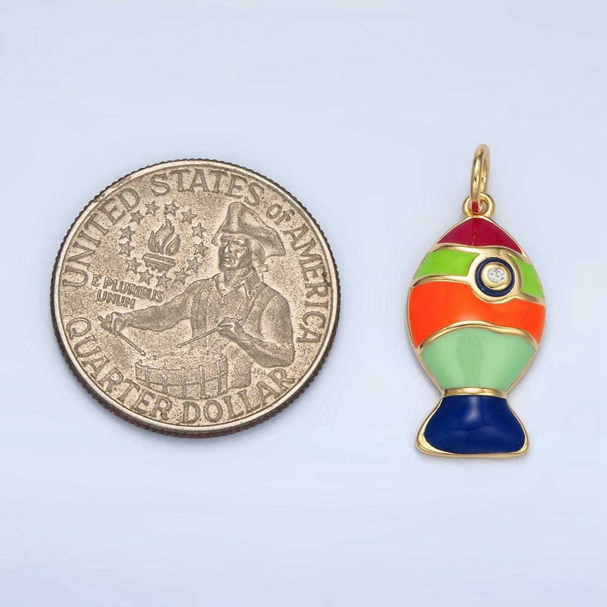 24K Gold Filled Pastel, Neon Enamel Rocket Ship Space Celestial Travel Charm | X305 - DLUXCA