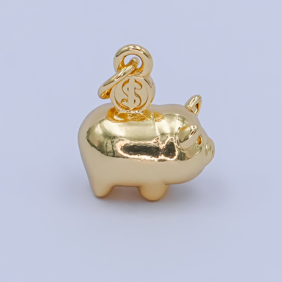 24K Gold Filled Piggy Bank Money 3D Multidimensional Charm in Gold & Silver | M188 - DLUXCA