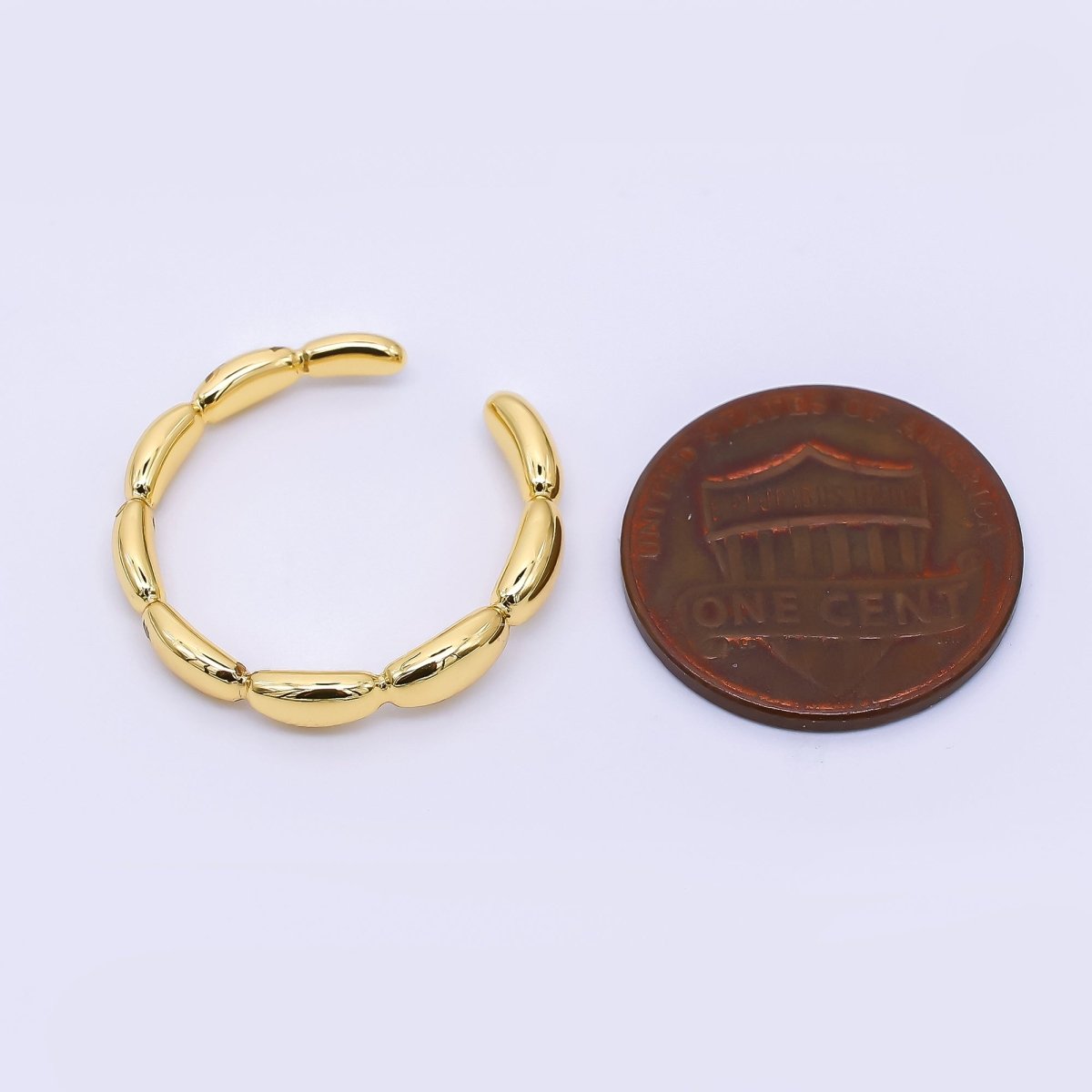 24K Gold Filled Pillow - Curve Round Adjustable Ring | O - 1440 - DLUXCA