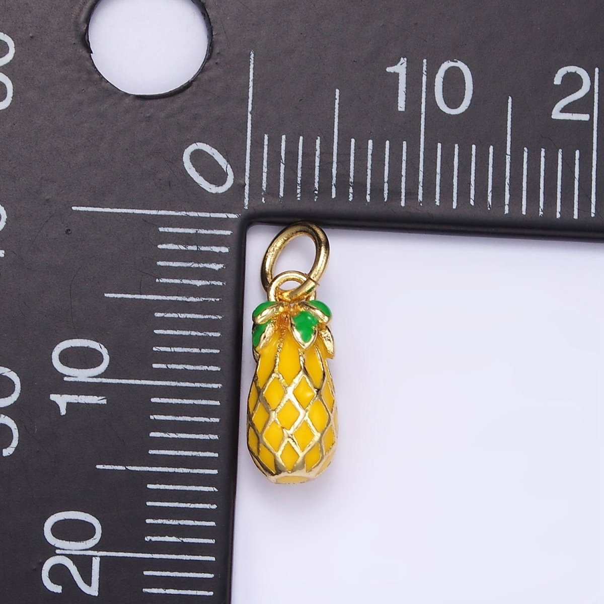 24K Gold Filled Pineapple Fruit Enamel Charm | C743 - DLUXCA