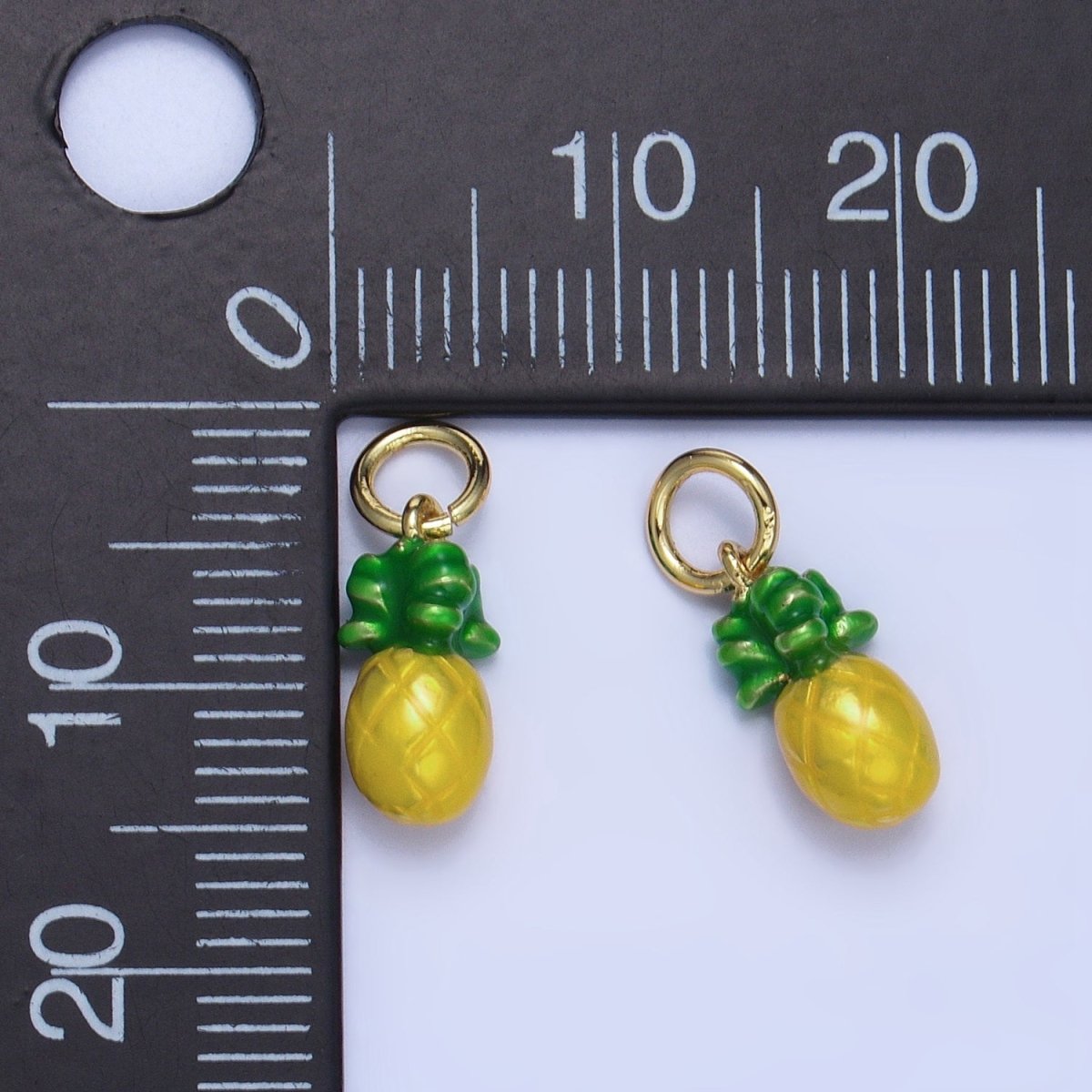 24K Gold Filled Pineapple Fruit Enamel Mini Multidimensional Charm | W055 - DLUXCA