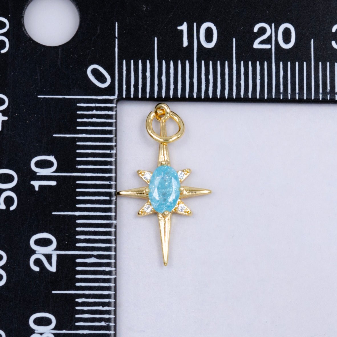 24K Gold Filled Pink Blue Green CZ Celestial North Star Charm | W229 - DLUXCA