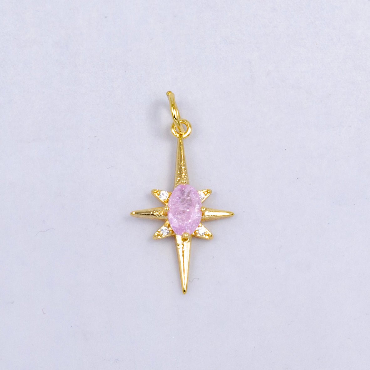 24K Gold Filled Pink Blue Green CZ Celestial North Star Charm | W229 - DLUXCA