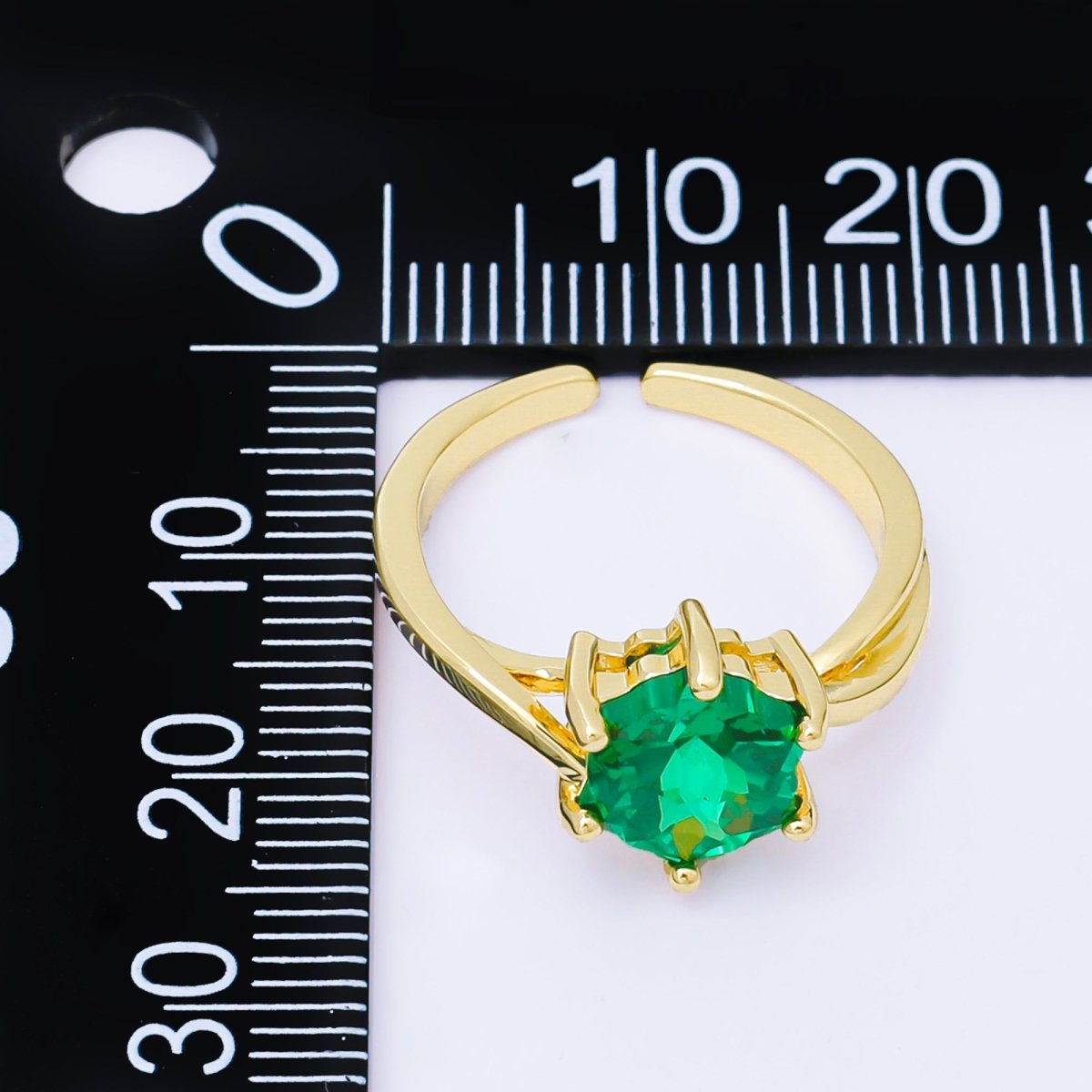 24K Gold Filled Pink, Blue, Green Flower - Shaped CZ Minimalist Solitaire Ring | O2008 O2011 O2010 O2017 O2018 O2107 O2119 O2121 O2149 O2165 O2200 O2209 - DLUXCA