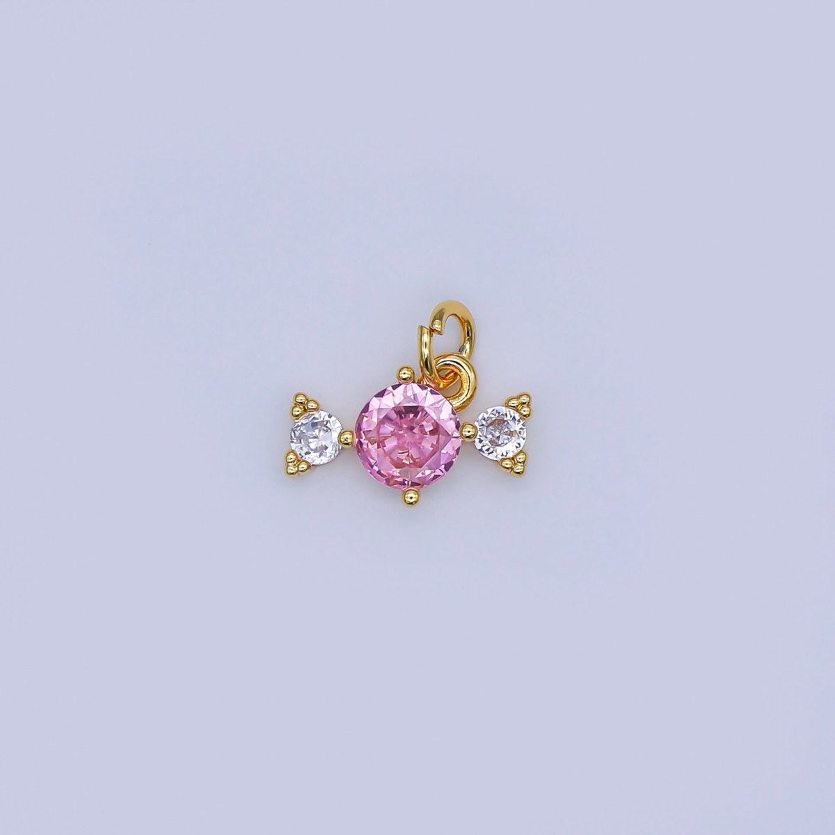 24K Gold Filled Pink - Clear CZ Cluster Geometric Mini Charm in Gold & Silver | N913 - DLUXCA