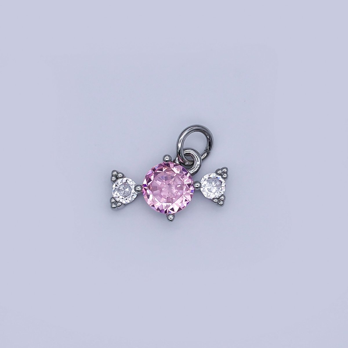 24K Gold Filled Pink - Clear CZ Cluster Geometric Mini Charm in Gold & Silver | N913 - DLUXCA
