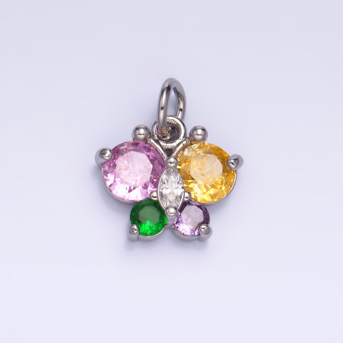 24K Gold Filled Pink, Multicolor, Red CZ Butterfly Charm in Gold & Silver | M806 M807 - DLUXCA