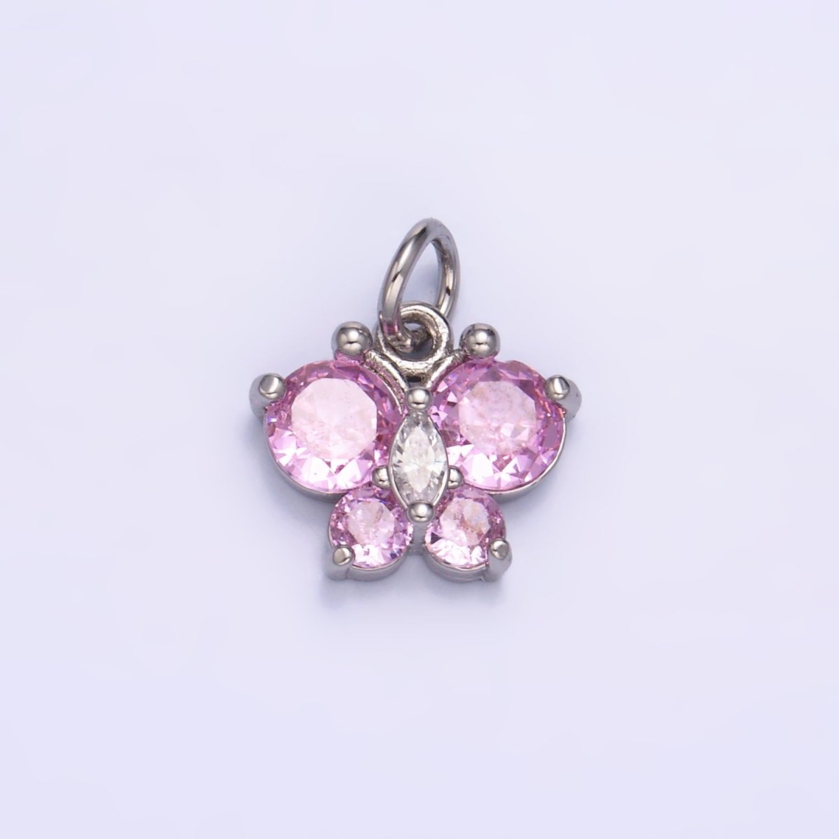 24K Gold Filled Pink, Multicolor, Red CZ Butterfly Charm in Gold & Silver | M806 M807 - DLUXCA