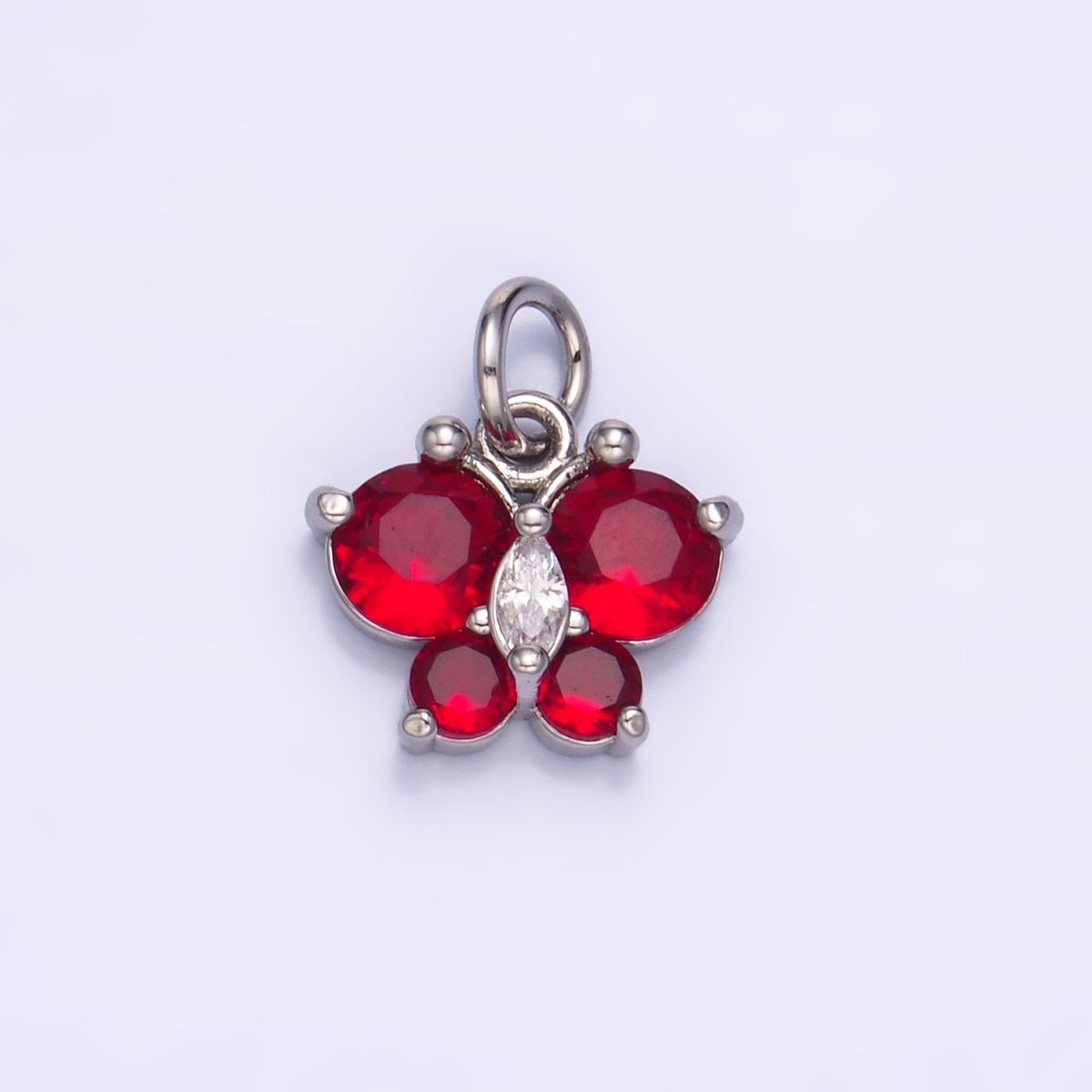 24K Gold Filled Pink, Multicolor, Red CZ Butterfly Charm in Gold & Silver | M806 M807 - DLUXCA