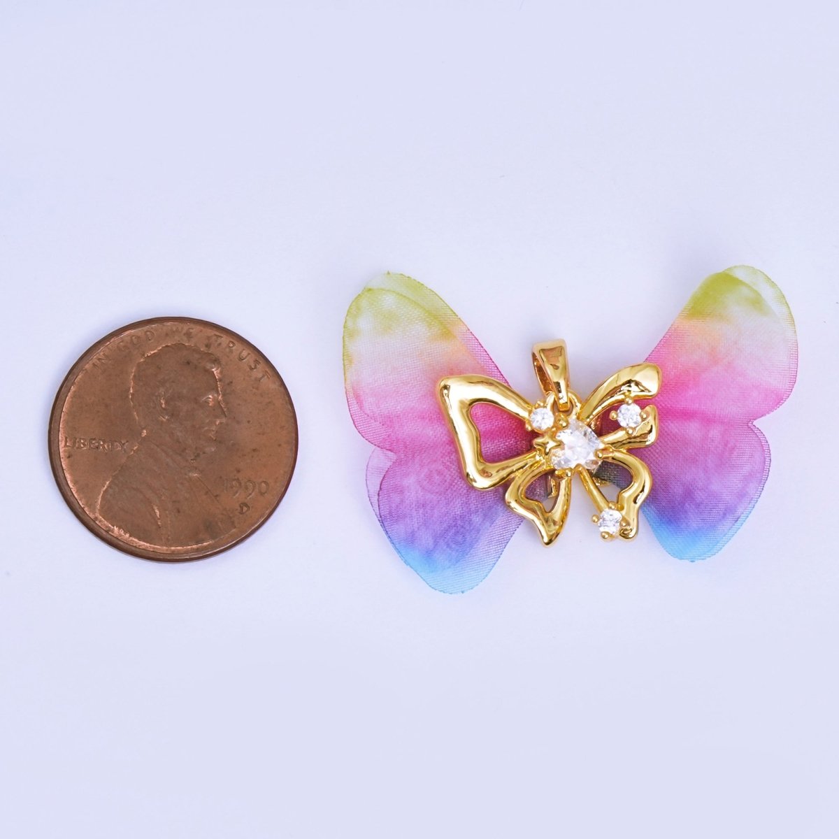 24K Gold Filled Pink, Purple, Black Dreamy Butterfly Mariposa Pendant | AA1638 - AA1641 - DLUXCA