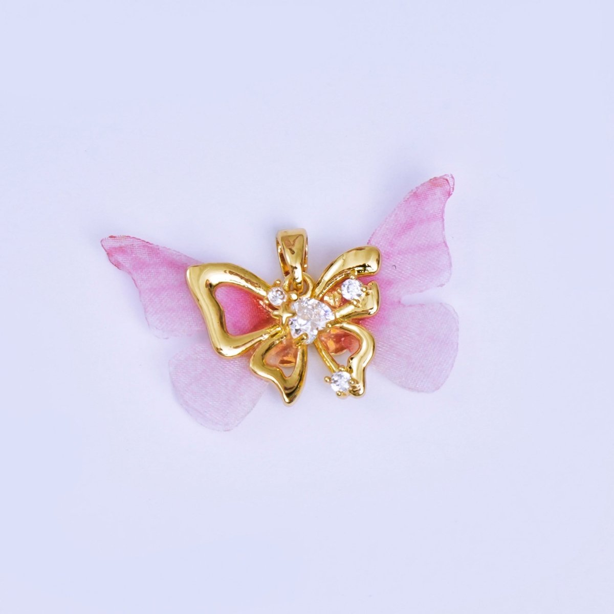 24K Gold Filled Pink, Purple, Black Dreamy Butterfly Mariposa Pendant | AA1638 - AA1641 - DLUXCA