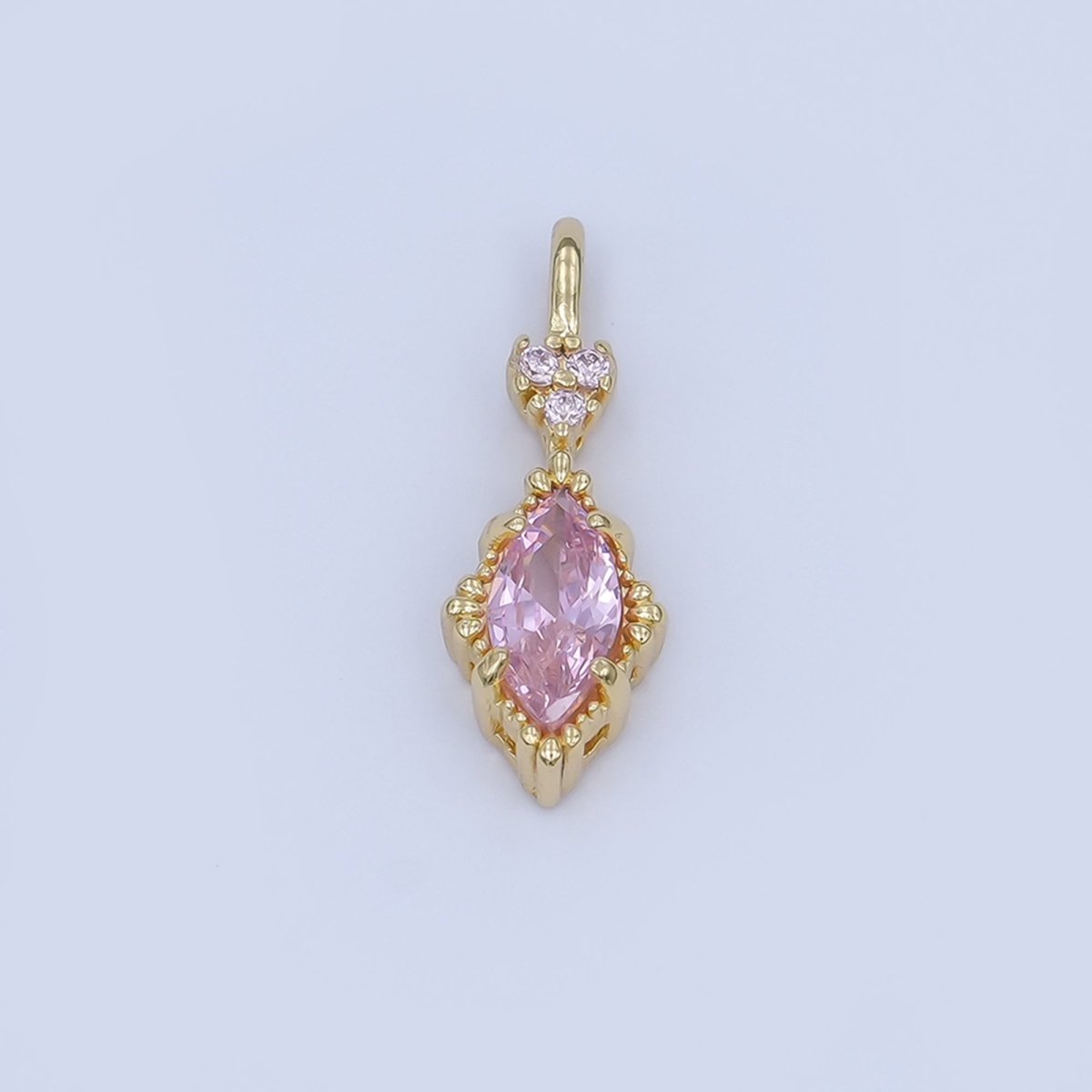 24K Gold Filled Pink, Purple, Clear, Green, Red Marquise Pendant | AH414 - AH416 - DLUXCA
