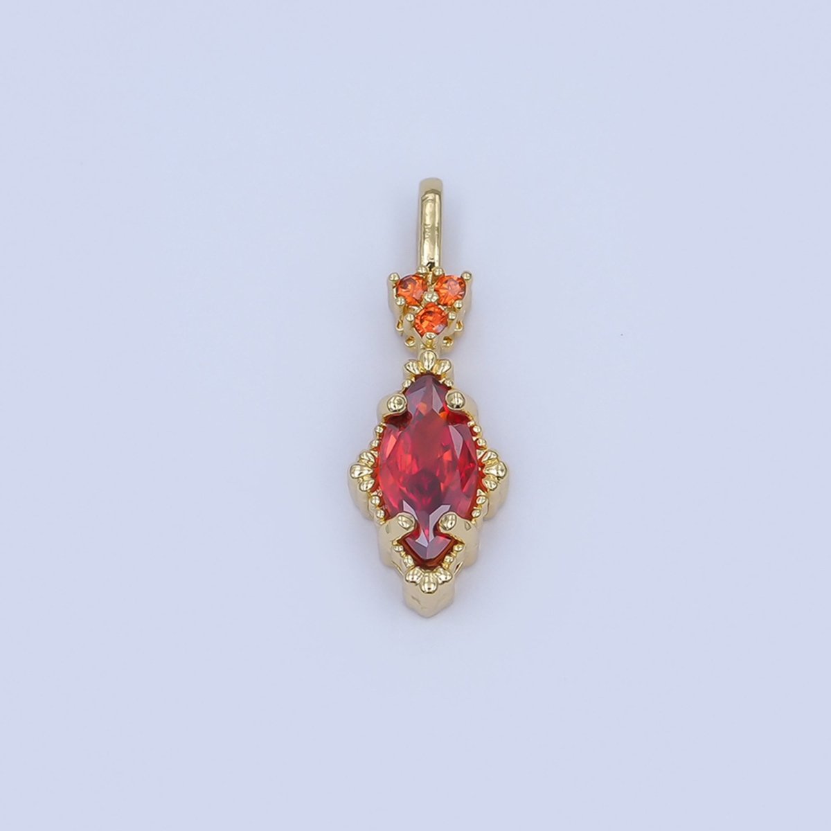 24K Gold Filled Pink, Purple, Clear, Green, Red Marquise Pendant | AH414 - AH416 - DLUXCA