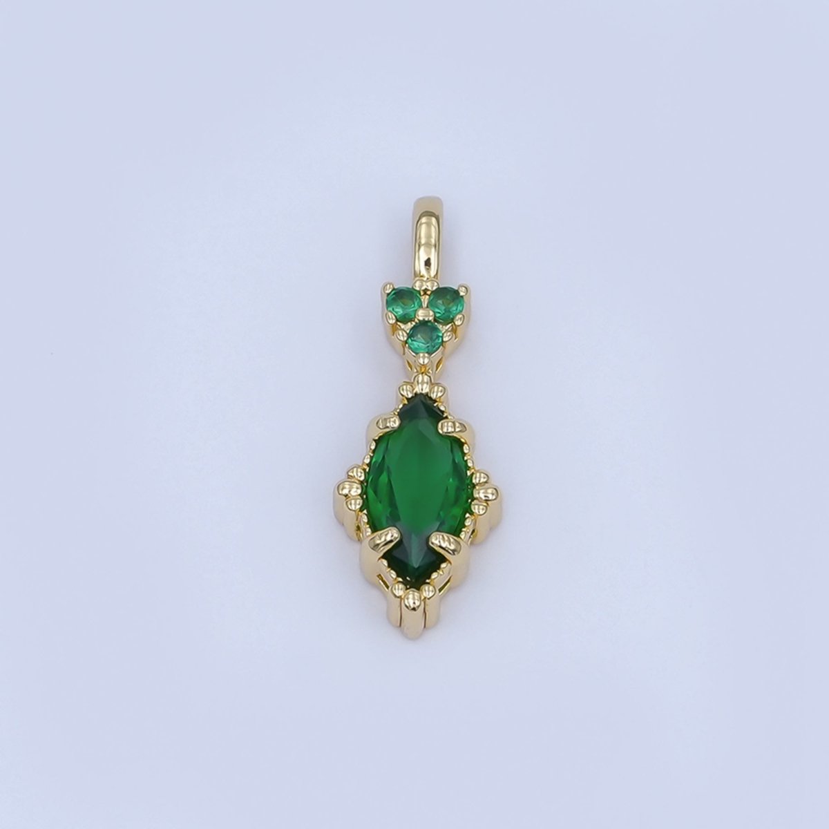 24K Gold Filled Pink, Purple, Clear, Green, Red Marquise Pendant | AH414 - AH416 - DLUXCA