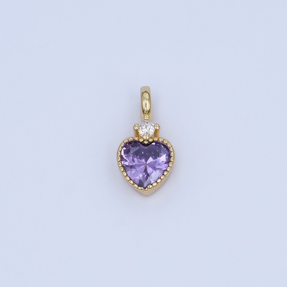 24K Gold Filled Pink, Purple, Clear, Red, Yellow CZ Heart Charm | M910 - M915 - DLUXCA