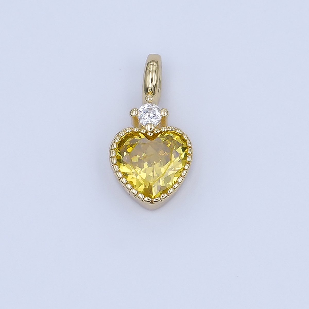 24K Gold Filled Pink, Purple, Clear, Red, Yellow CZ Heart Charm | M910 - M915 - DLUXCA