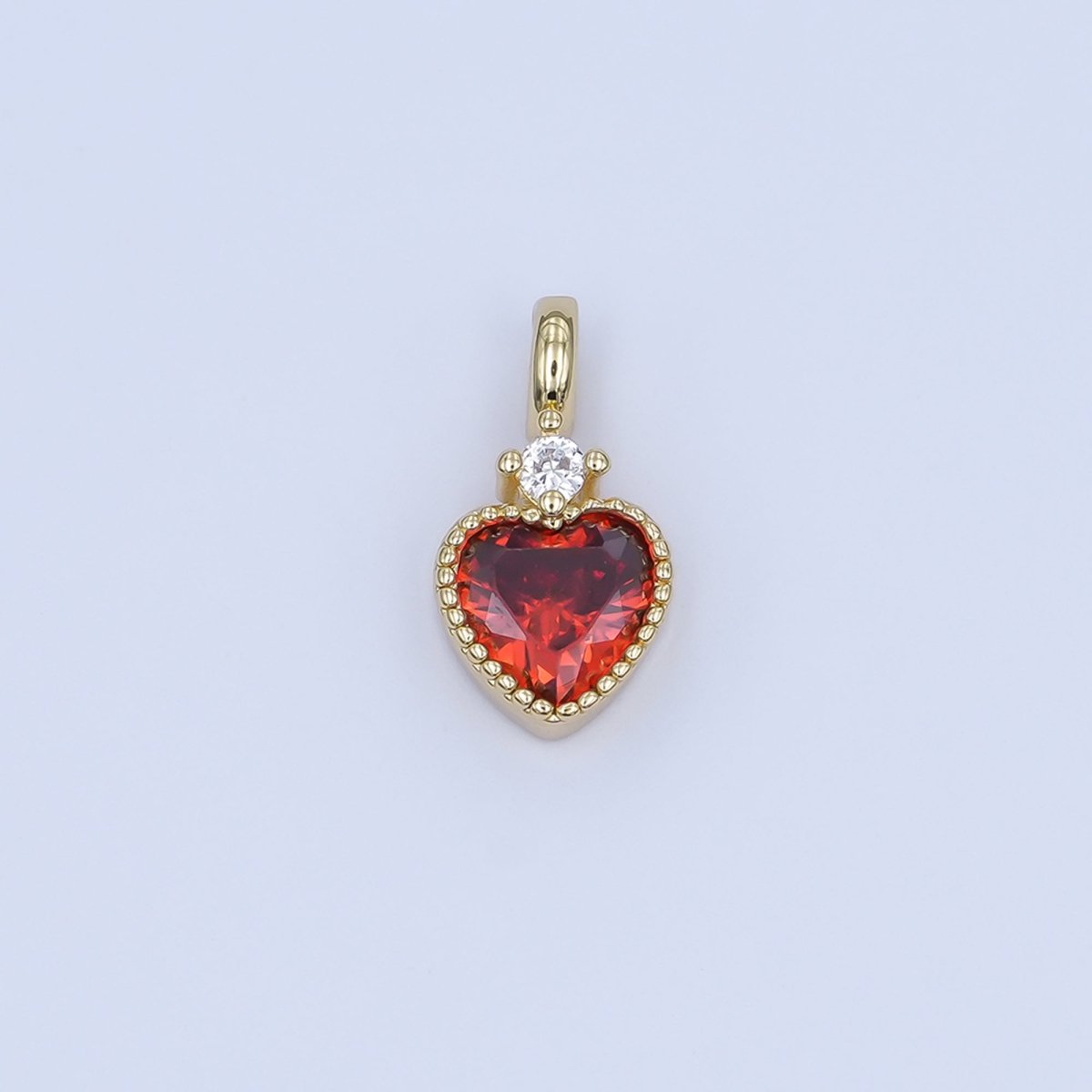 24K Gold Filled Pink, Purple, Clear, Red, Yellow CZ Heart Charm | M910 - M915 - DLUXCA