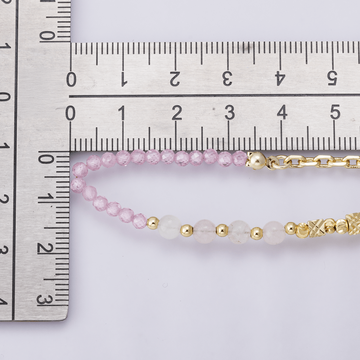 24K Gold Filled Pink Quartz Multifaceted Natural Gemstone 16.5 Inch Necklace w. Extender | WA - 04175 - DLUXCA