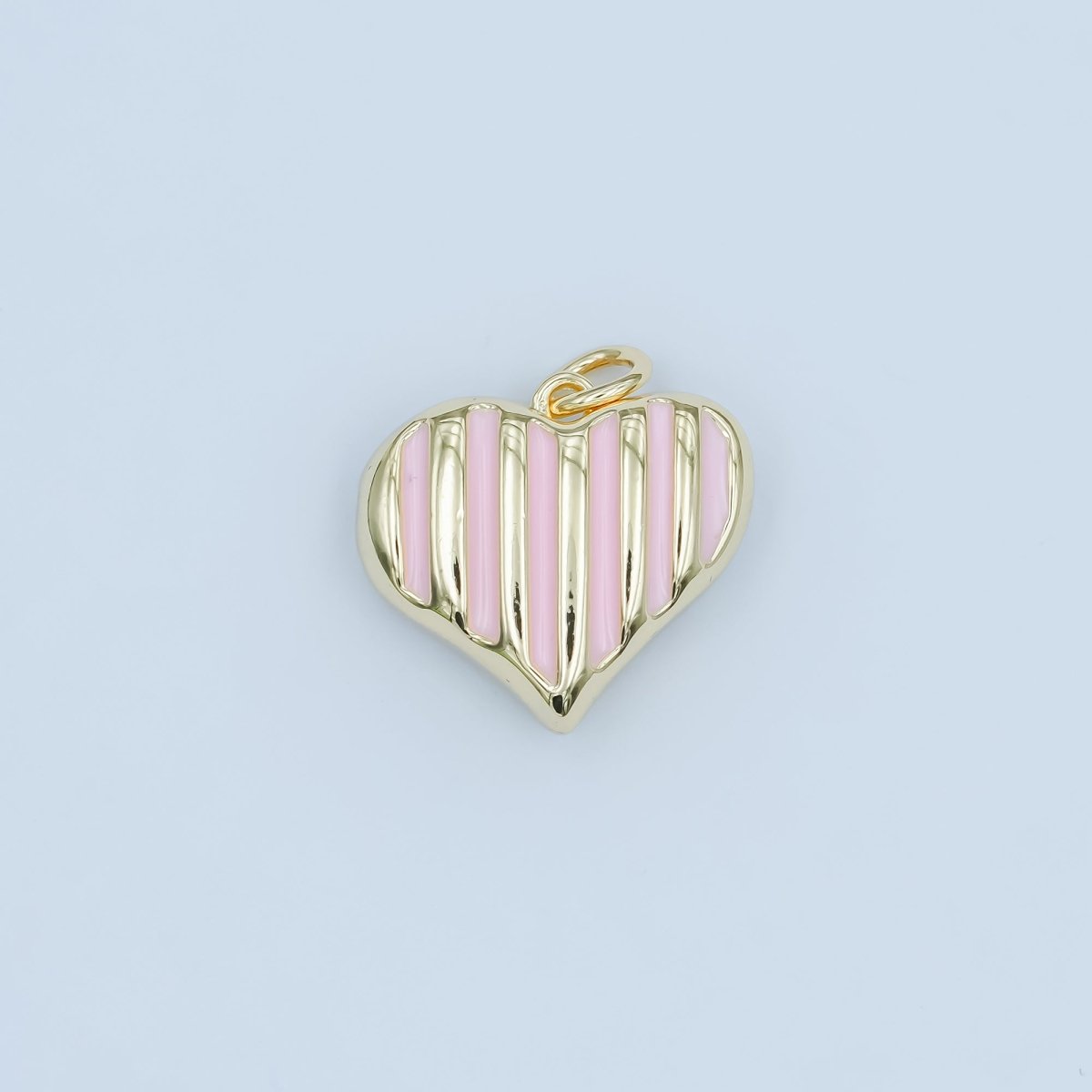 24K Gold Filled Pink, Red, Black, Fuchsia Enamel Stripped Heart Charm | N135 - N136 - DLUXCA