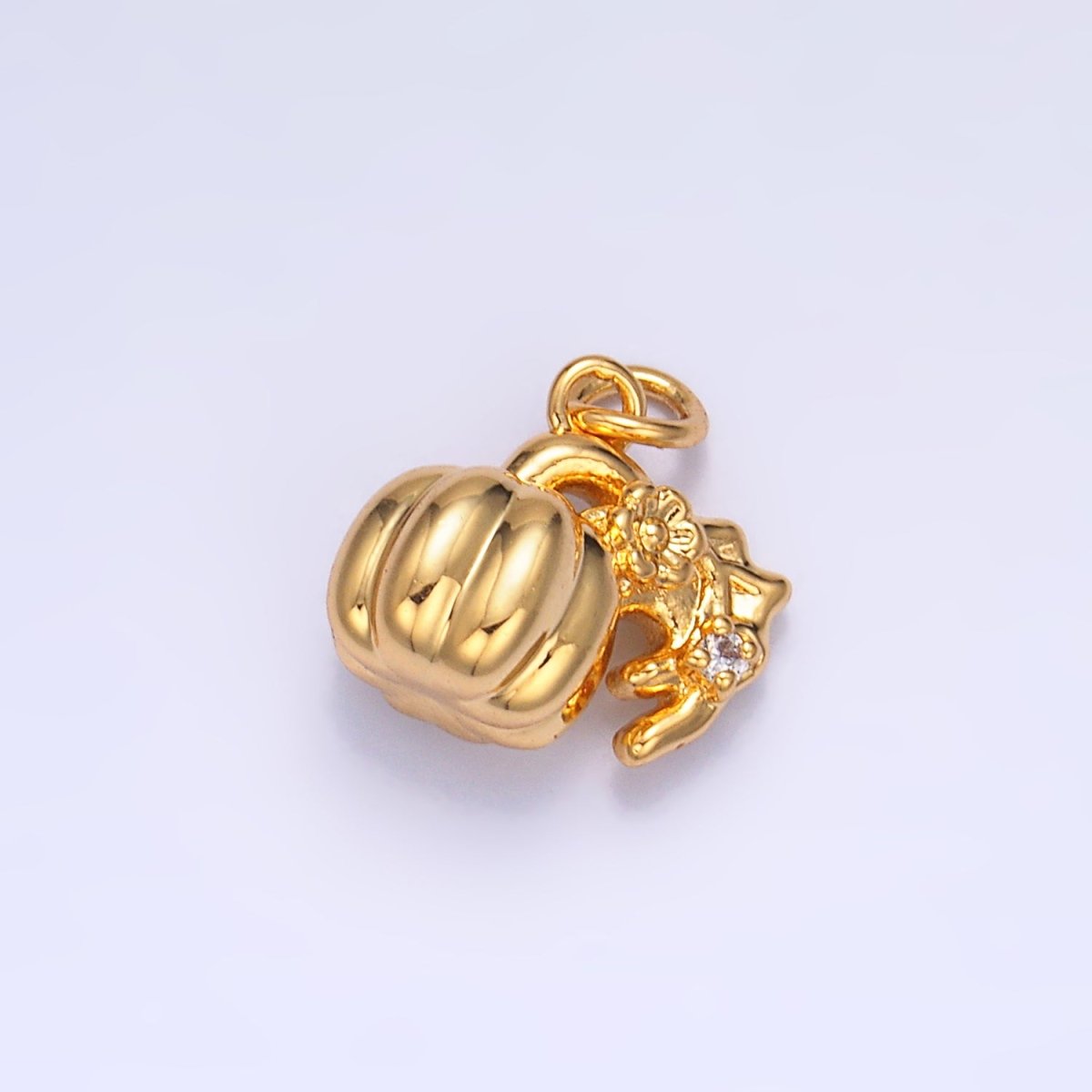 24K Gold Filled Pumpkin Flower Fruit 3D Multidimensional Charm in Gold & Silver | W358 - DLUXCA