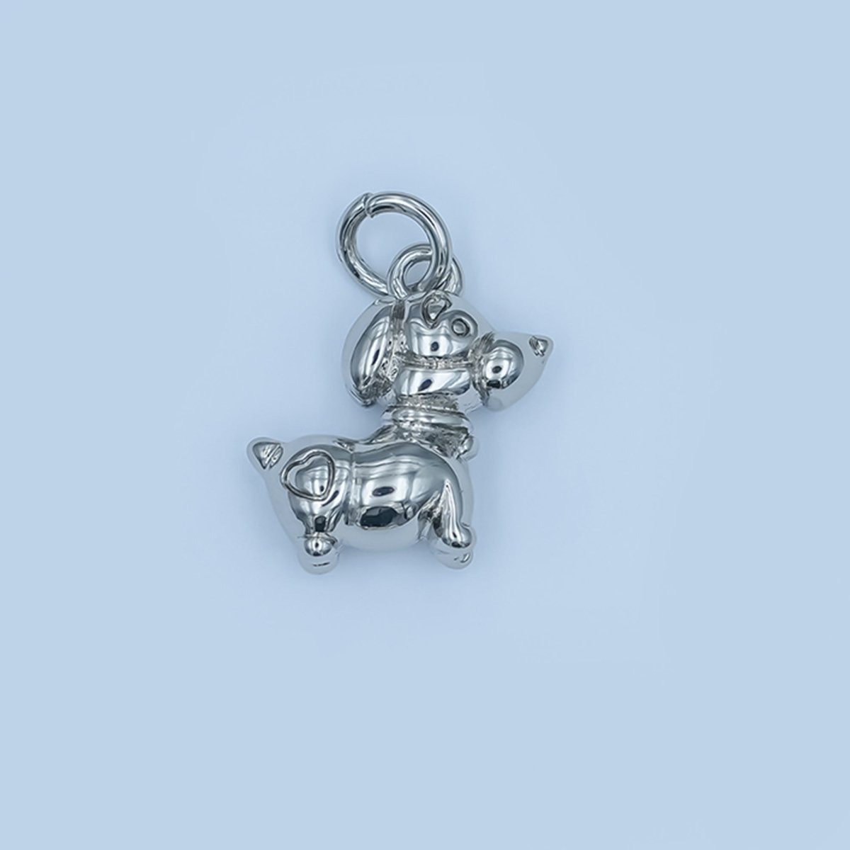 24K Gold Filled Puppy Dog Multidimensional 3D Charm in Gold & Silver | N090 - DLUXCA