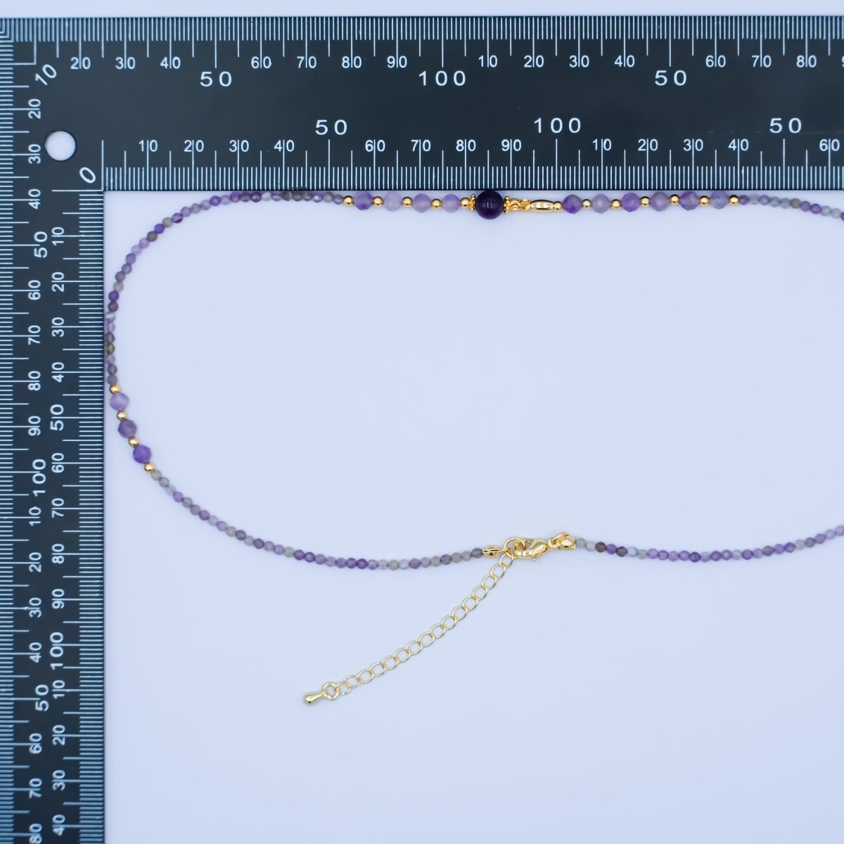 24K Gold Filled Purple Amethyst Gemstone Bead 18 Inch Necklace | WA - 2872 - DLUXCA