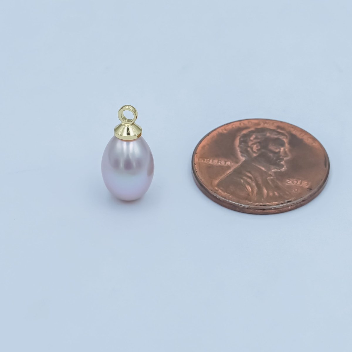 24K Gold Filled Purple Button Teardrop Freshwater Pearl Charm | P1770 - DLUXCA
