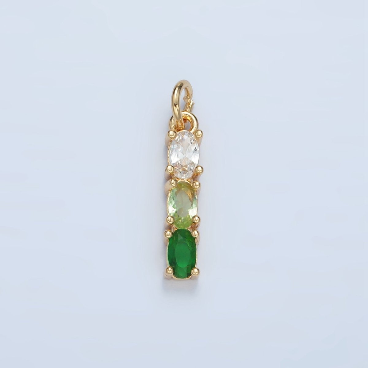 24K Gold Filled Purple, Green, Pink, Blue Gradient Triple Oval CZ Linear Charm | X568 X569 - DLUXCA