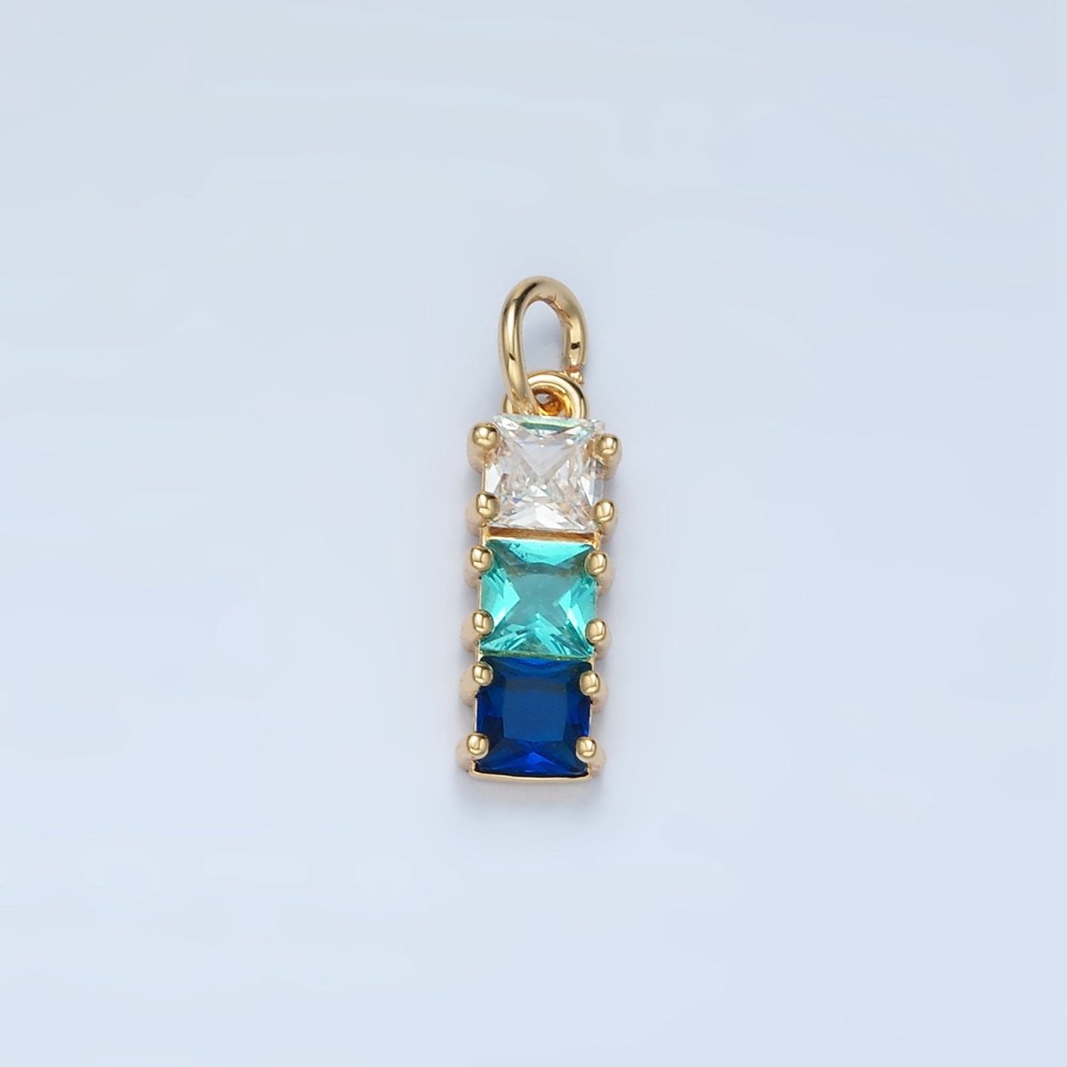 24K Gold Filled Purple, Pink, Blue, Green Gradient Square CZ Linear Charm | AG898 AG899 - DLUXCA
