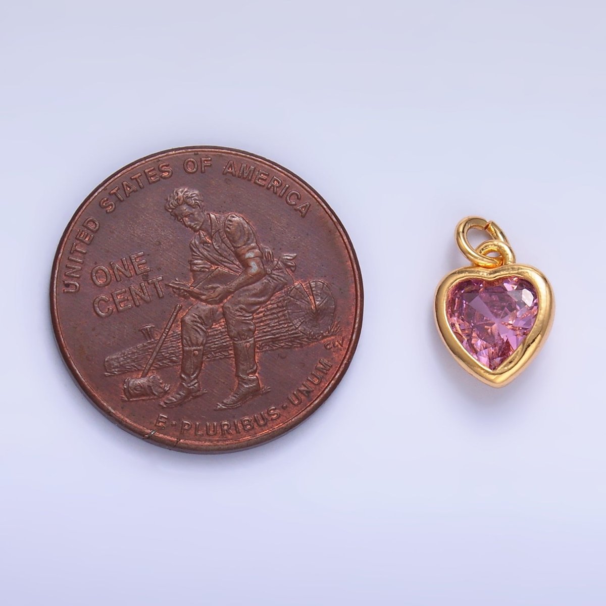 24K Gold Filled Purple, Red, Clear, Pink CZ Heart Bezel Charm | C453 D428 - DLUXCA