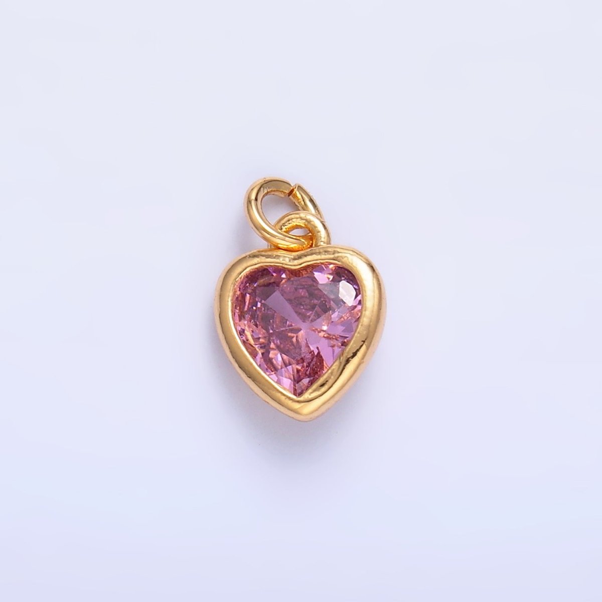 24K Gold Filled Purple, Red, Clear, Pink CZ Heart Bezel Charm | C453 D428 - DLUXCA