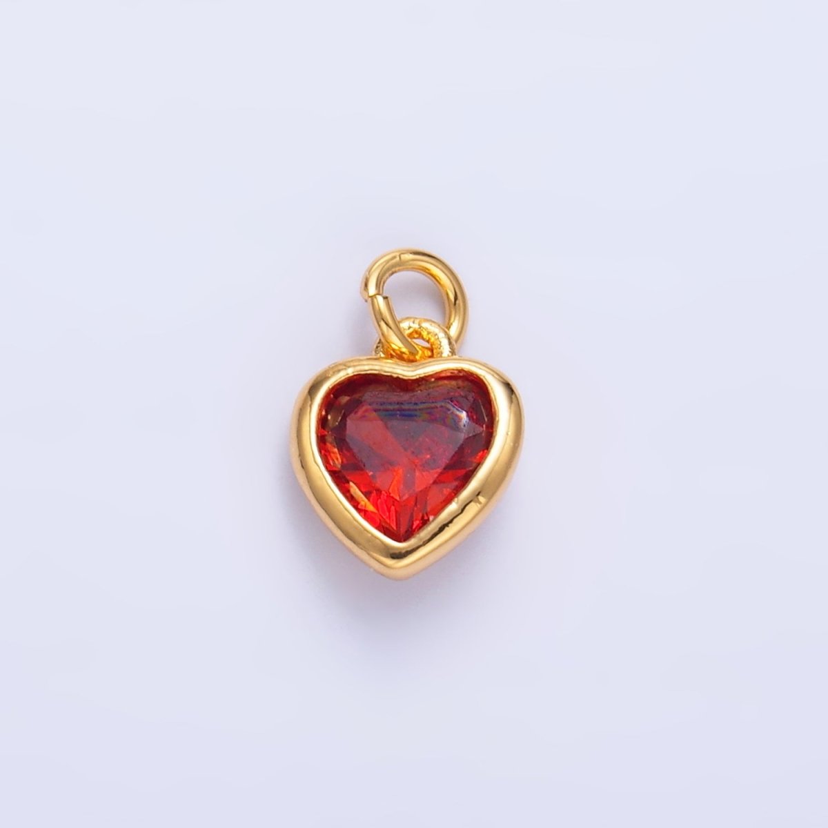 24K Gold Filled Purple, Red, Clear, Pink CZ Heart Bezel Charm | C453 D428 - DLUXCA