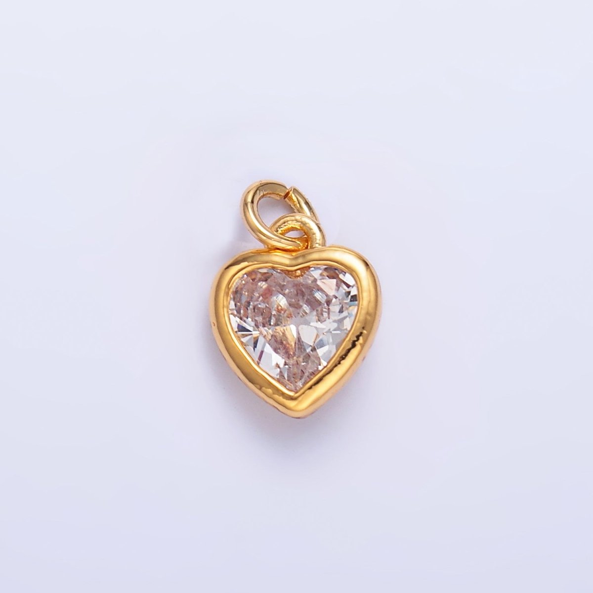 24K Gold Filled Purple, Red, Clear, Pink CZ Heart Bezel Charm | C453 D428 - DLUXCA
