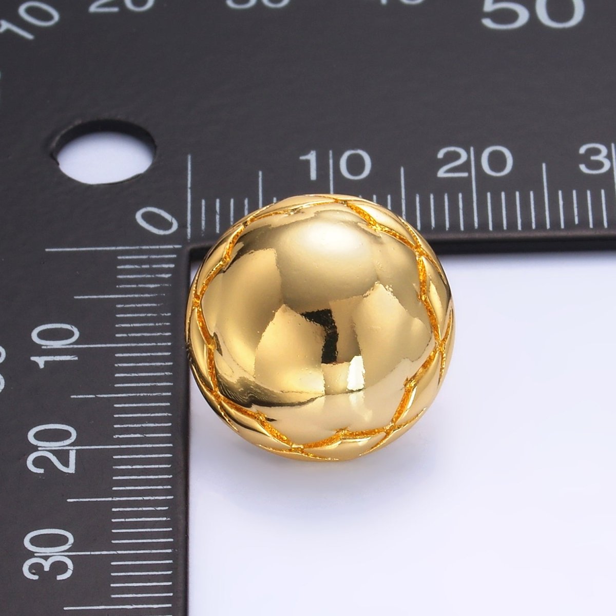 24K Gold Filled Quilted Round Stud Earrings in Gold & Silver | AB881 AB882 - DLUXCA