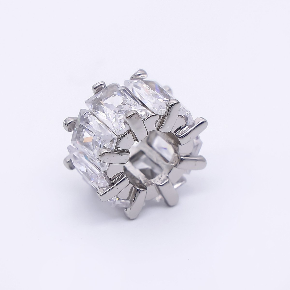 24K Gold Filled Rectangular CZ Tube - Rondelle Hole Bead Spacer | B - 050 - DLUXCA